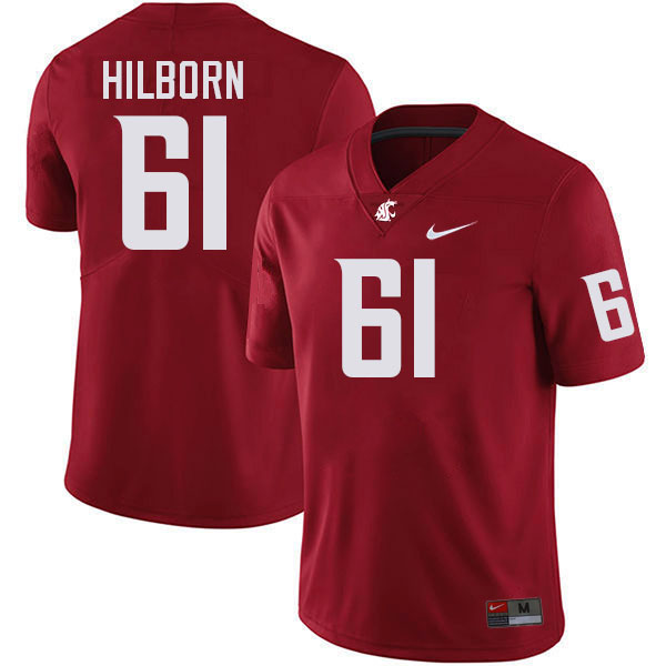 Men #61 Christian Hilborn Washington State Cougars College Football Jerseys Stitched-Crimson